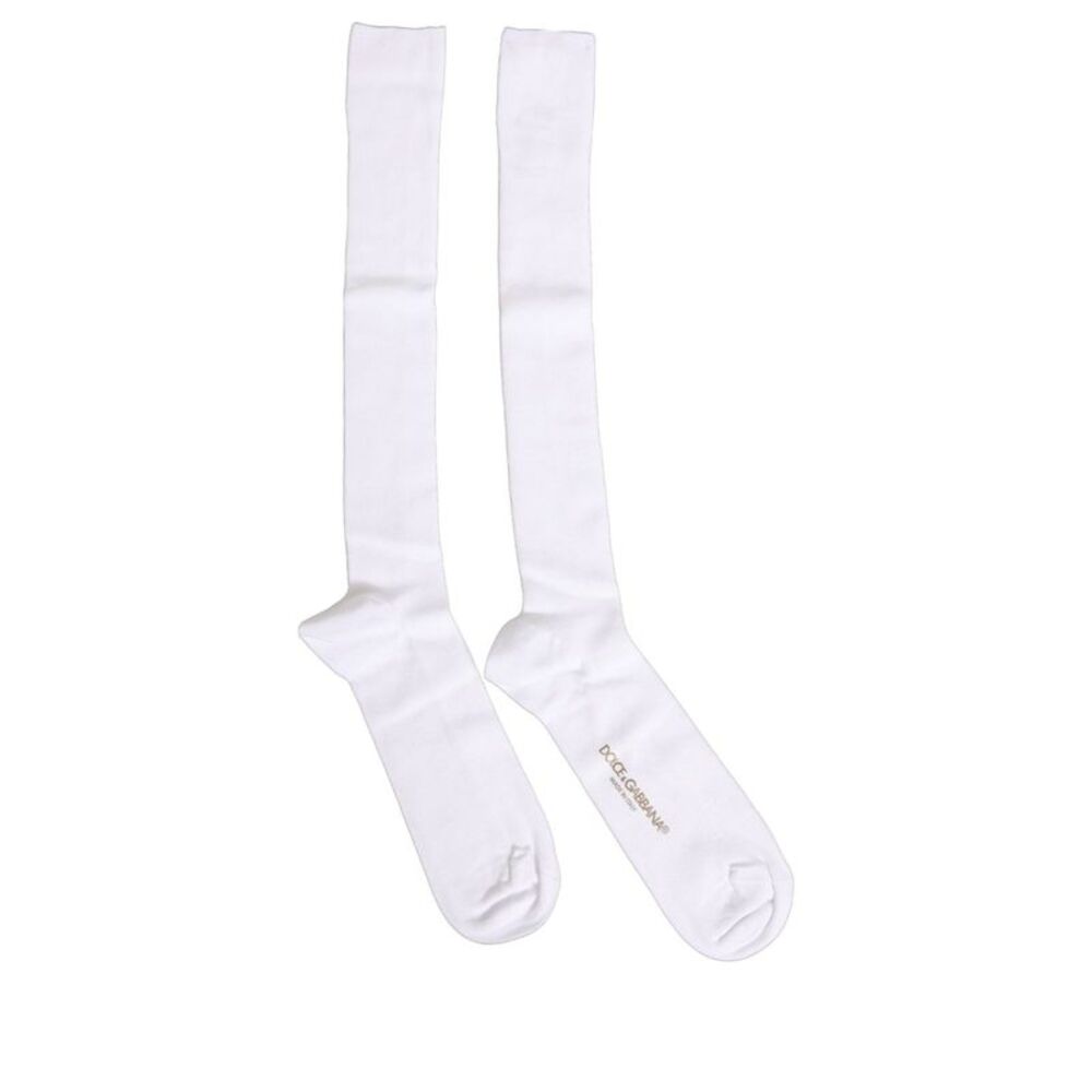 Dolce & Gabbana Men White Viscose Over The Calf Accessory Men's Socks